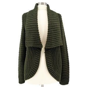 LOU & GREY Olive Green Knit Cardigan M